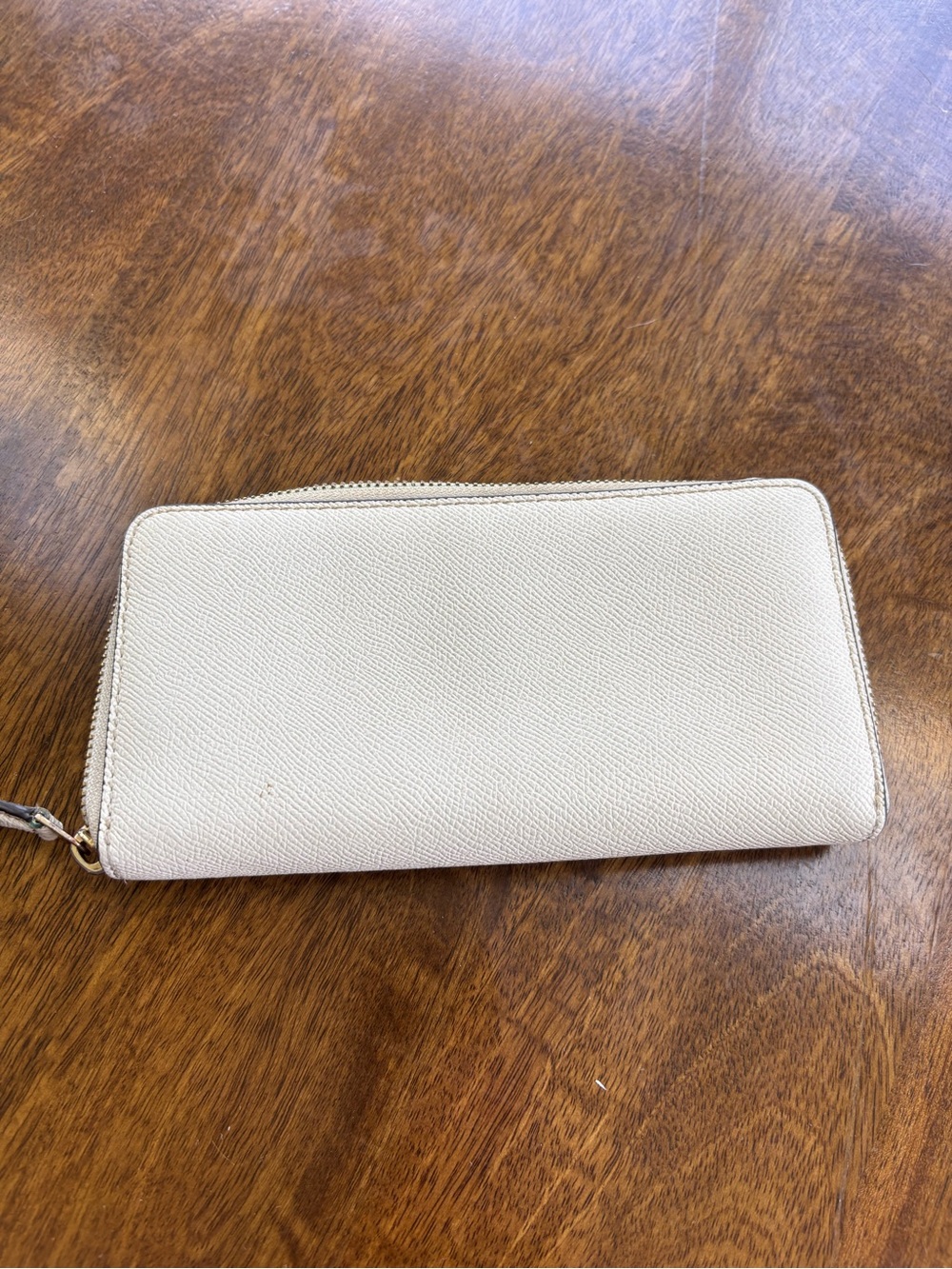 Coach Cream Zip Wallet with Front Pocket and Gold Logo - Picture 2 of 3